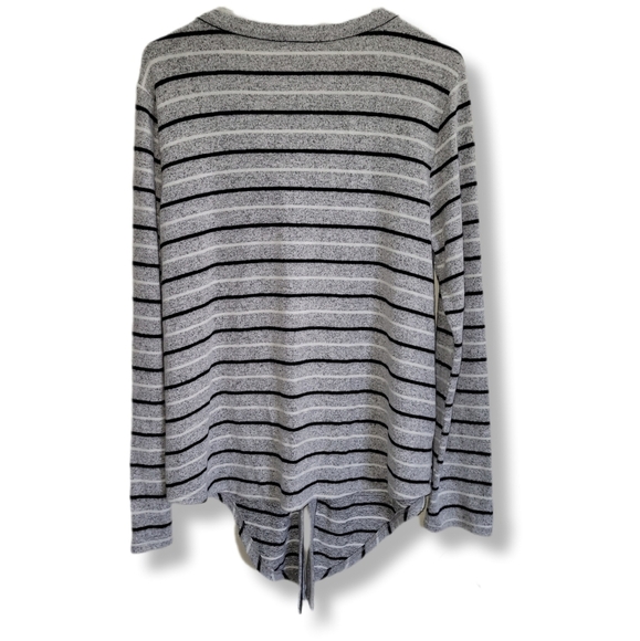 Hem & Thread Grey Striped Casual Academia Long Sleeve Cardigan Sweater - Picture 2 of 9
